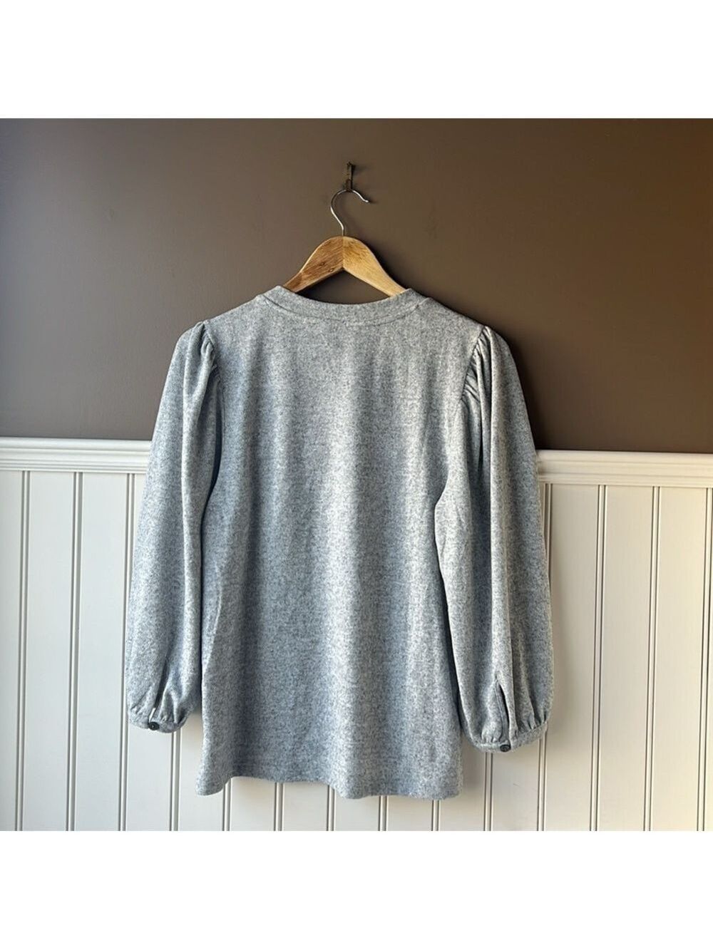 Reitmans Gray Sweater with Rhinestone Buttons Size Medium - Picture 7 of 8
